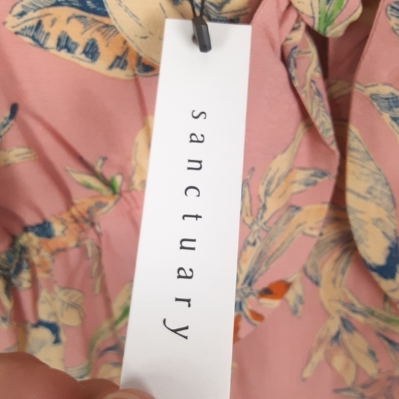 Anthropologie Sanctuary Tropical Floral Print Front Tie Blouse - Picture 8 of 12